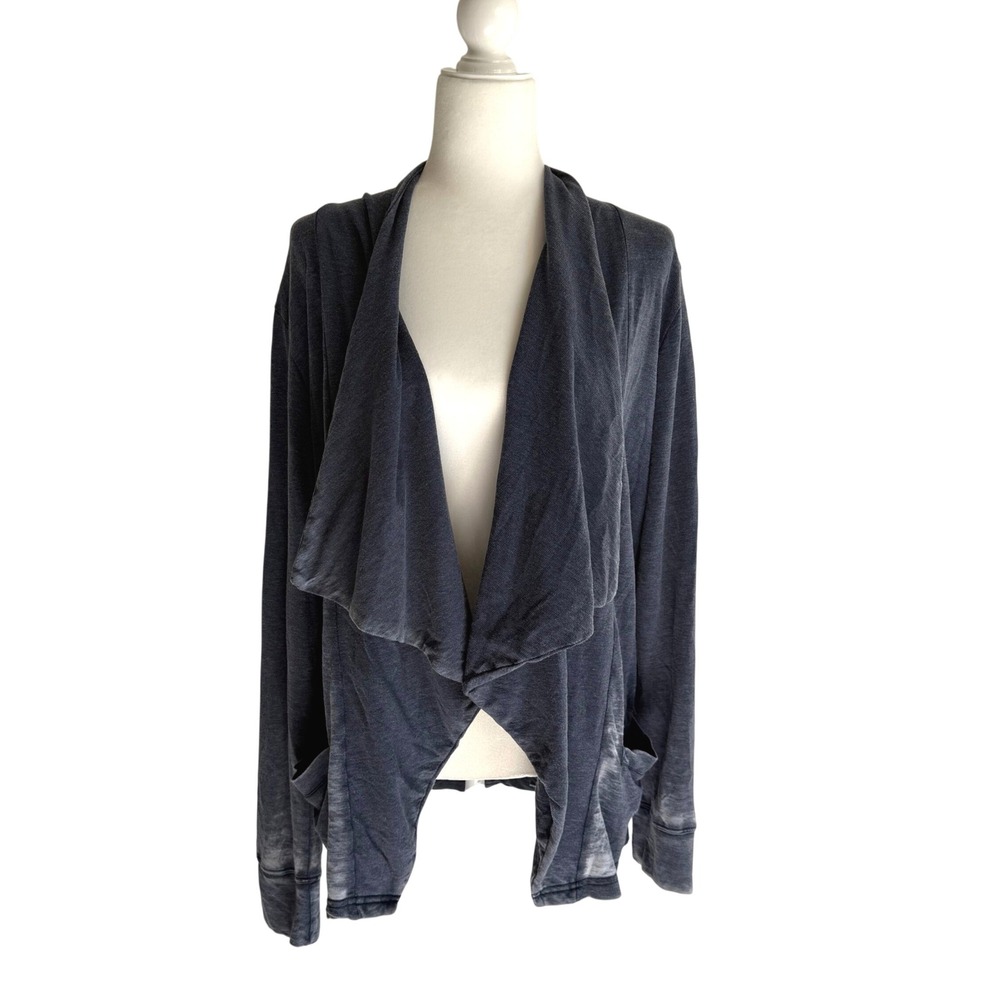NWT North River Waterfall Cardigan Drape Neck Indigo Blue Lagenlook Coastal L